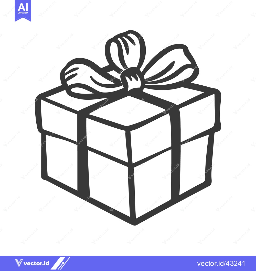 Premium Vector dari A graphic depiction of a wrapped gift box with a bow