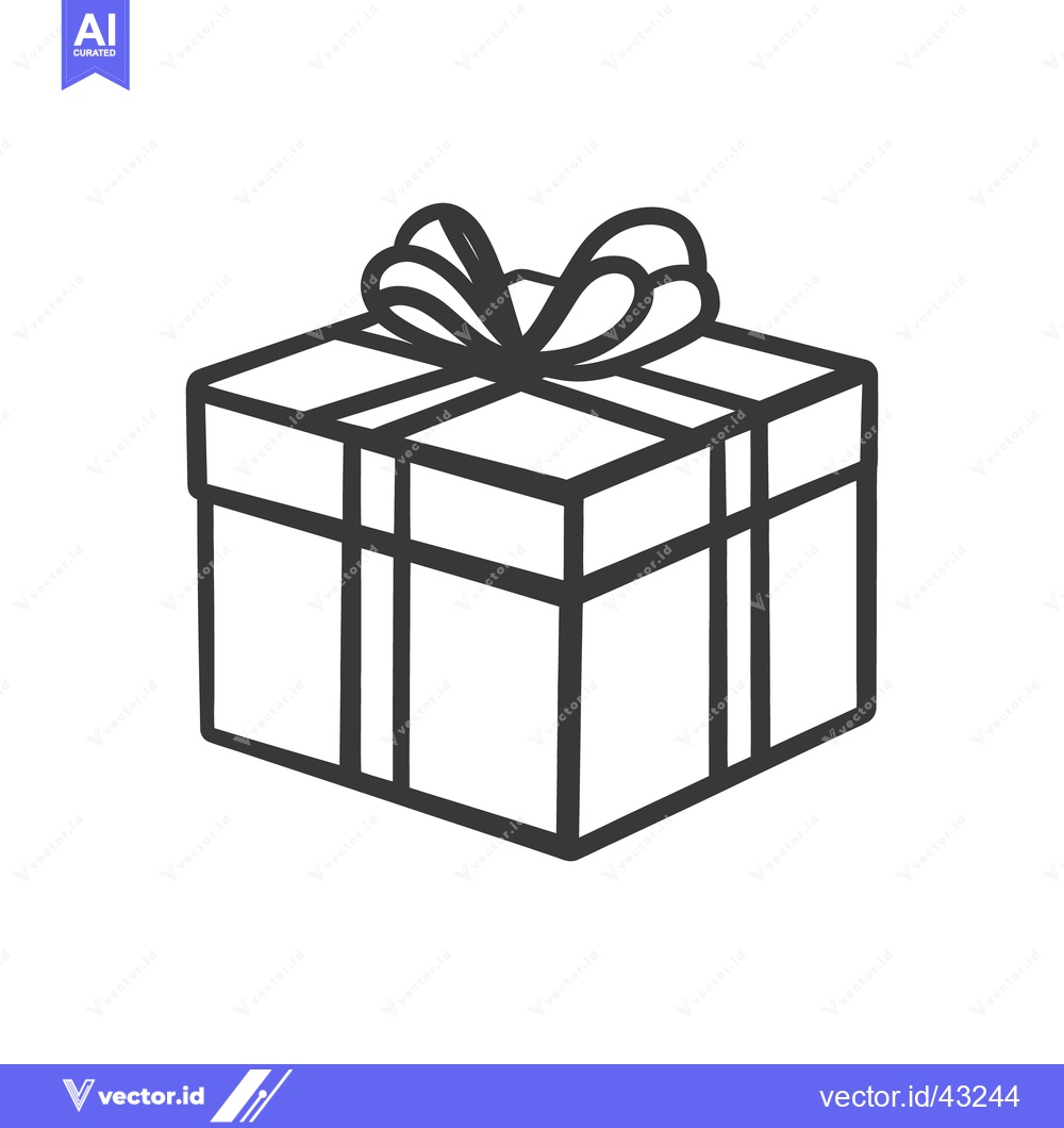 Premium Vector dari A square gift box tied with a decorative bow on top