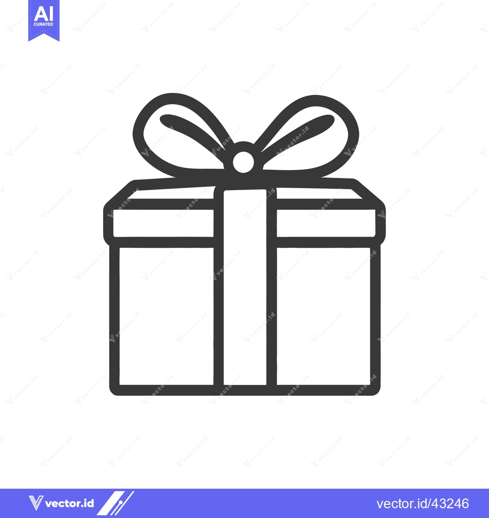 Premium Vector dari A simple outlined image of a gift box and tied bow