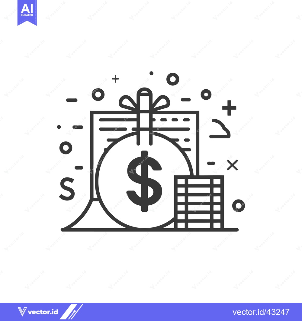 Premium Vector dari Gift Box with Dollar Coin and Stack of Money