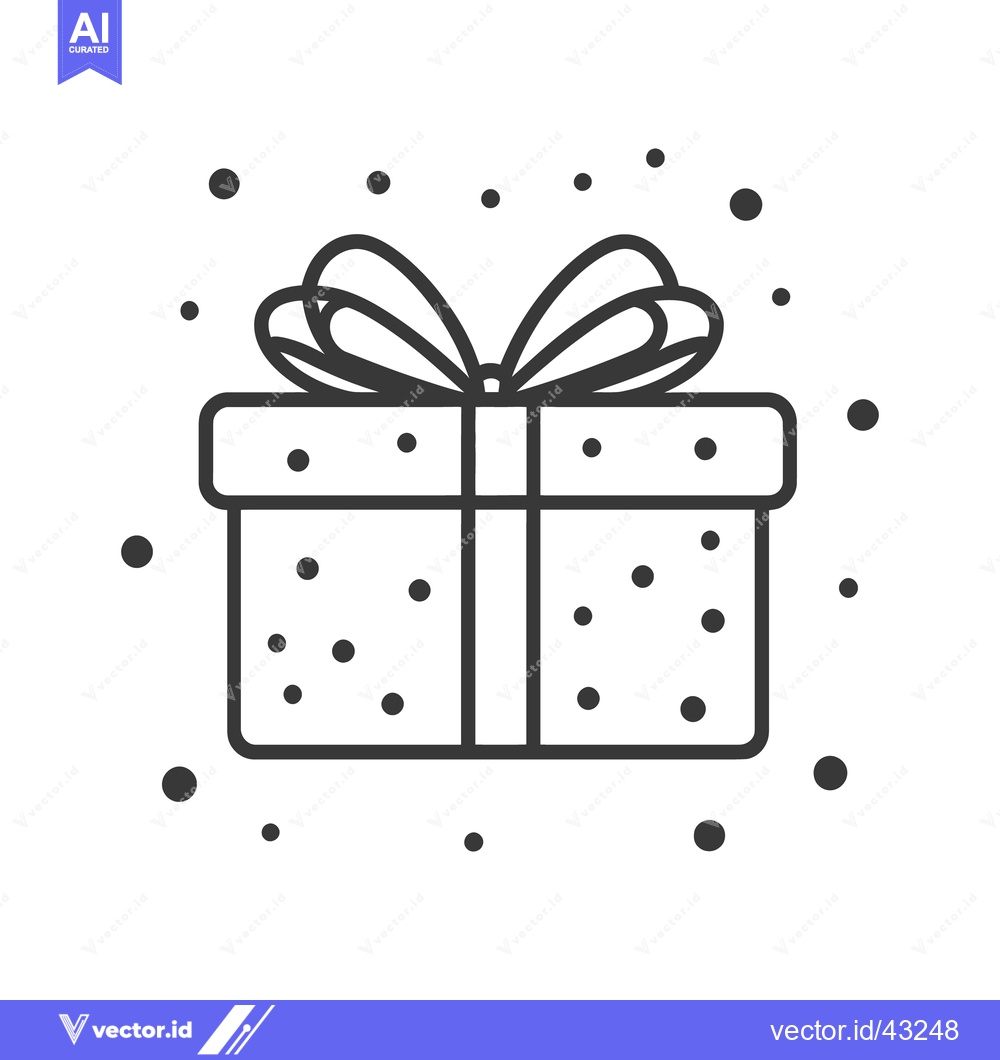 Premium Vector dari A simple outlined illustration depicts a present with decorative bow