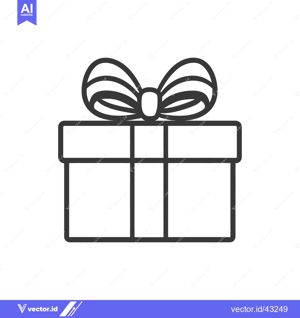 Premium Vector dari A simple line drawing of a present with a bow on top