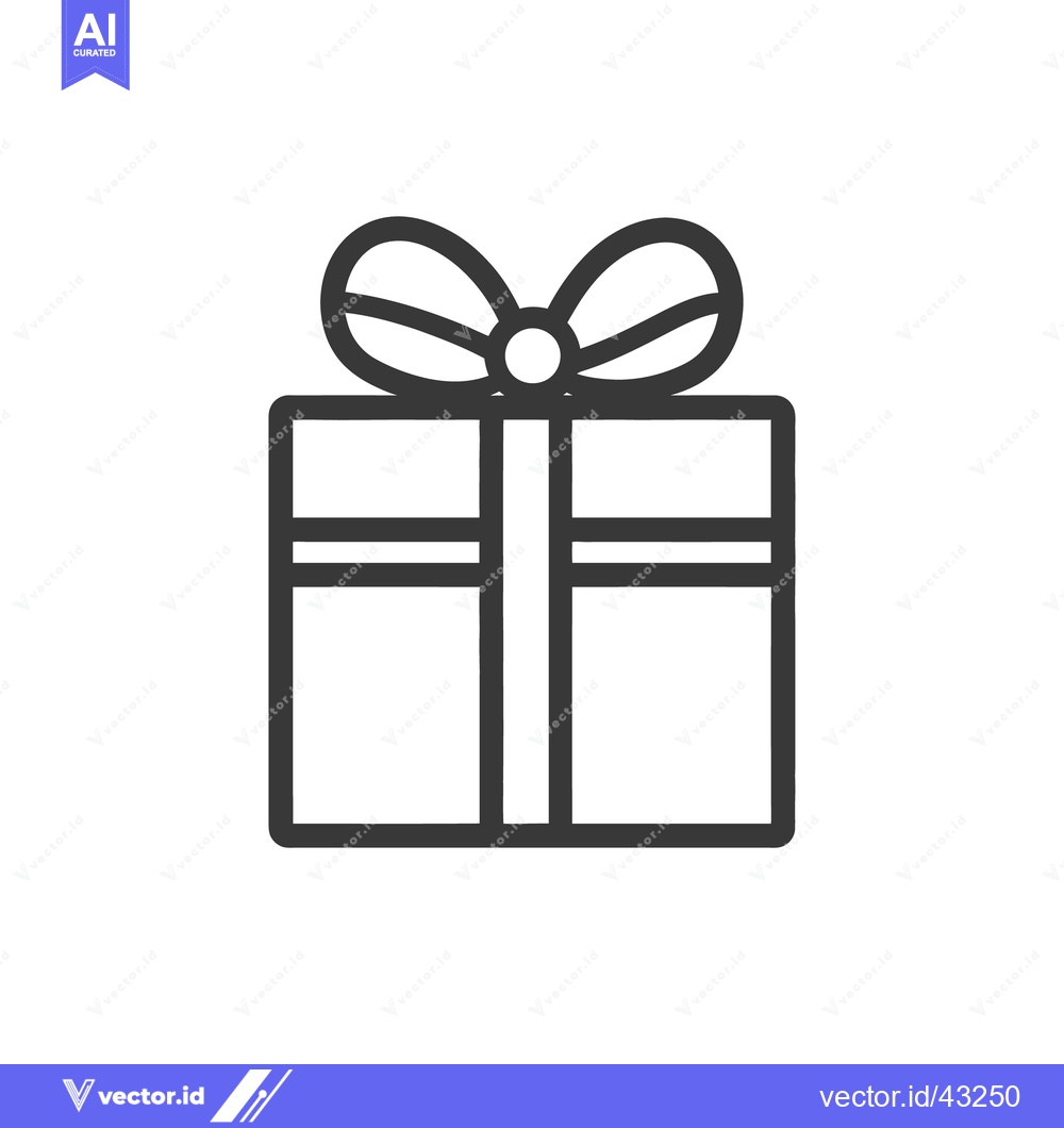 Premium Vector dari A simple boxed present tied up with a decorative bow on top