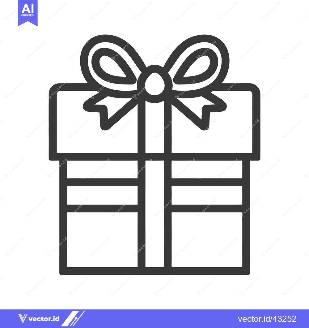 Premium Vector of A wrapped present featuring a decorative ribbon bow on top