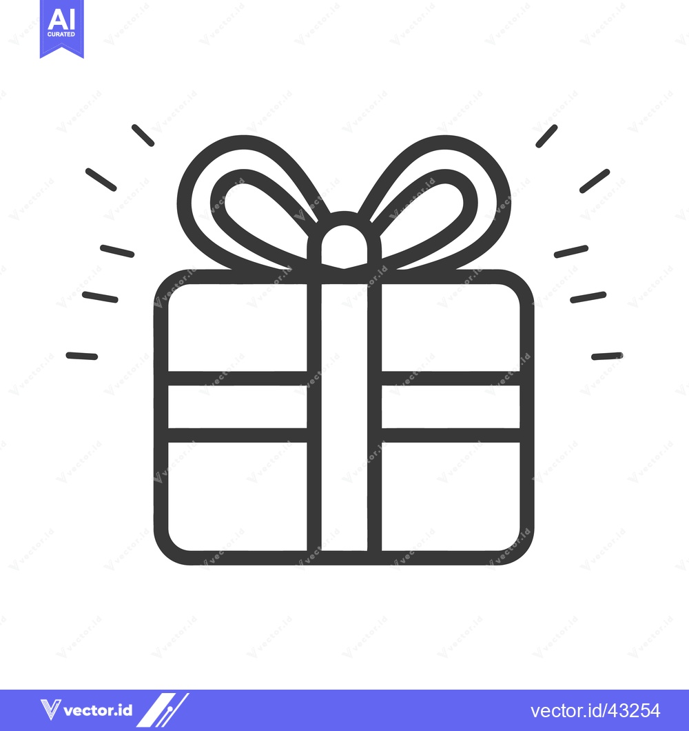Premium Vector of A simple line drawing of a tied present with sparkles