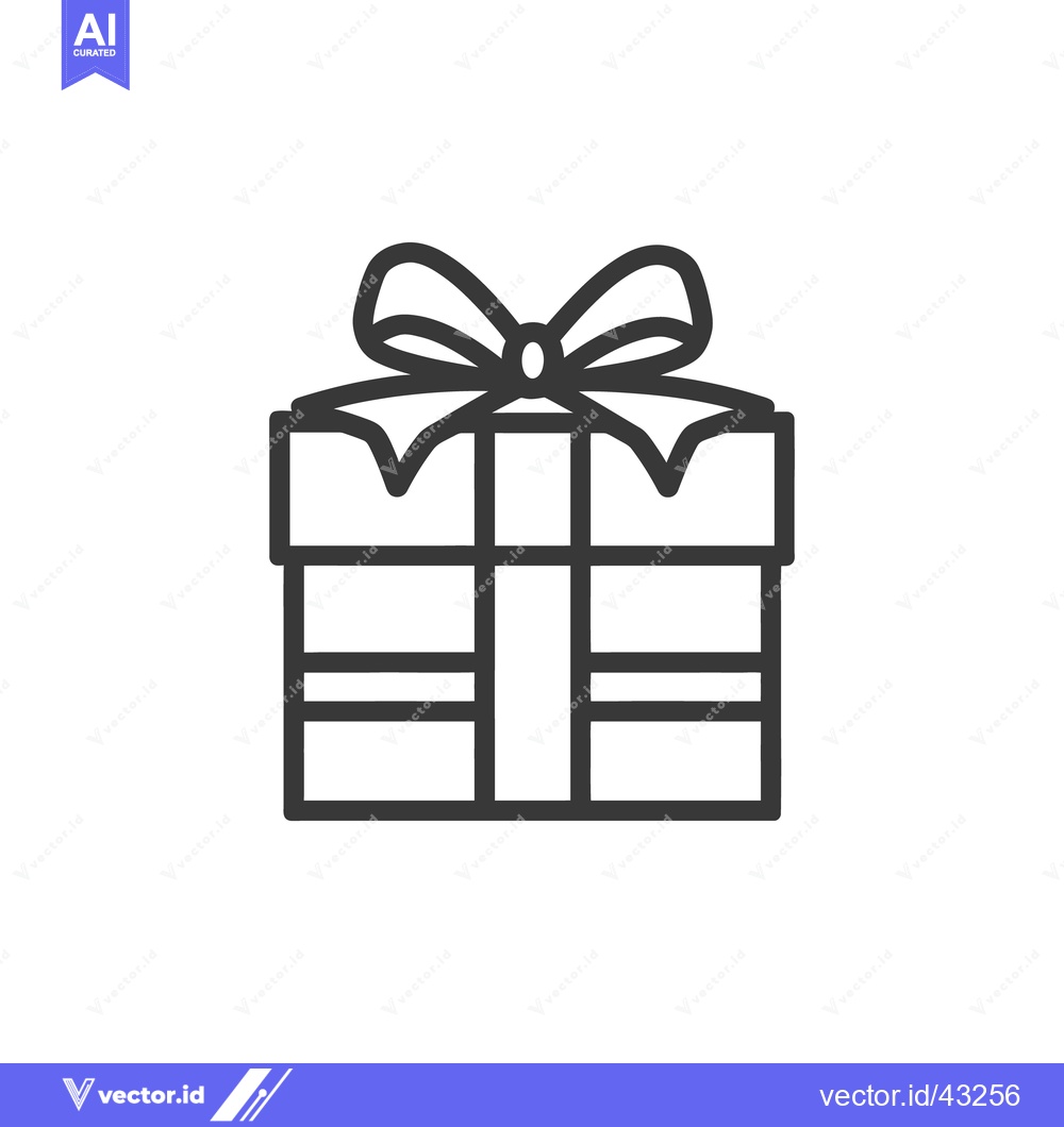 Premium Vector of A Simple Outline Illustration Depicting A Gift Box With A Bow