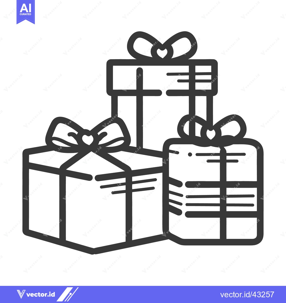 Premium Vector dari Three wrapped gift boxes decorated with lovely bows are displayed