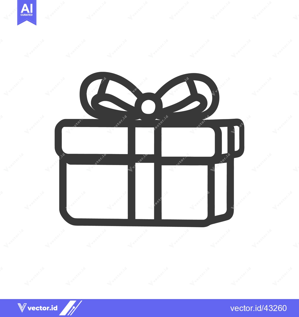 Premium Vector of A Simple Outline Drawing Depicting A Gift Box And Bow
