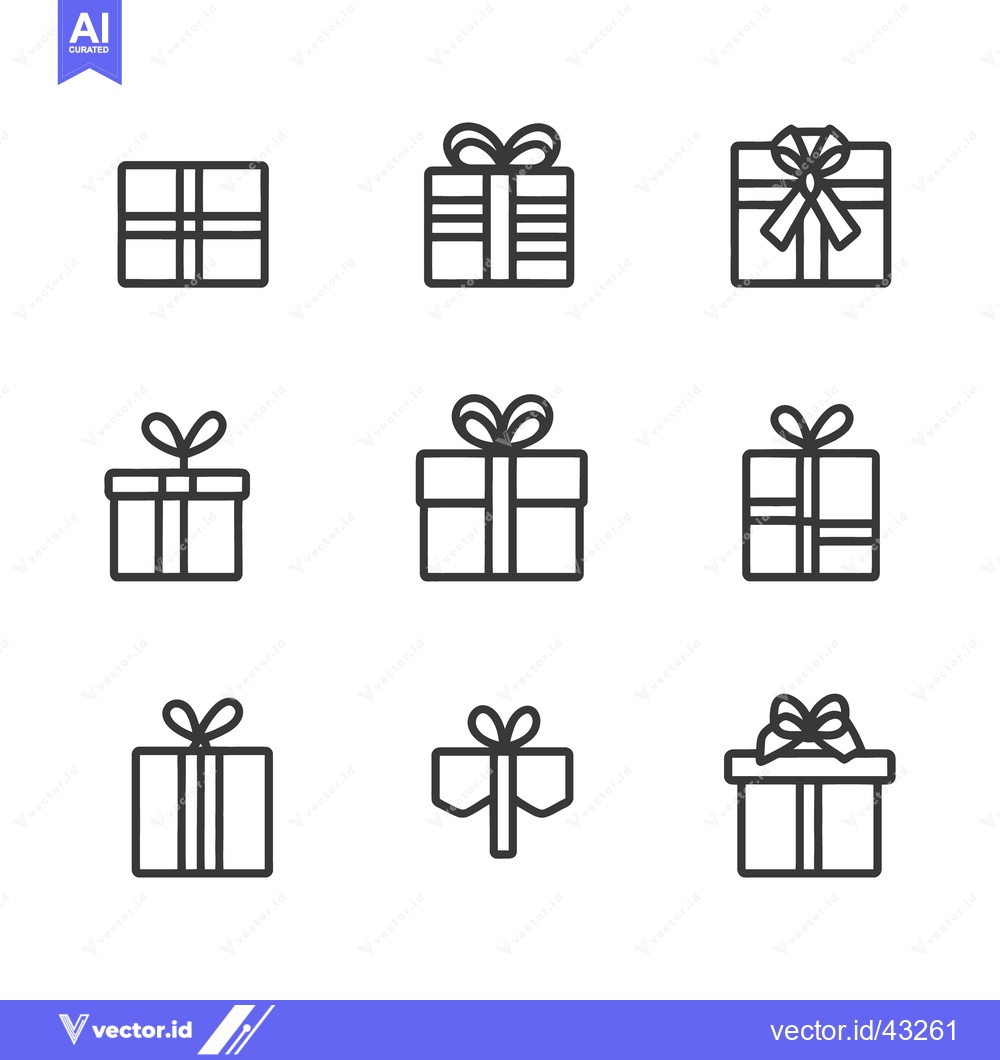 Premium Vector of Nine simple drawings of different gift box variations