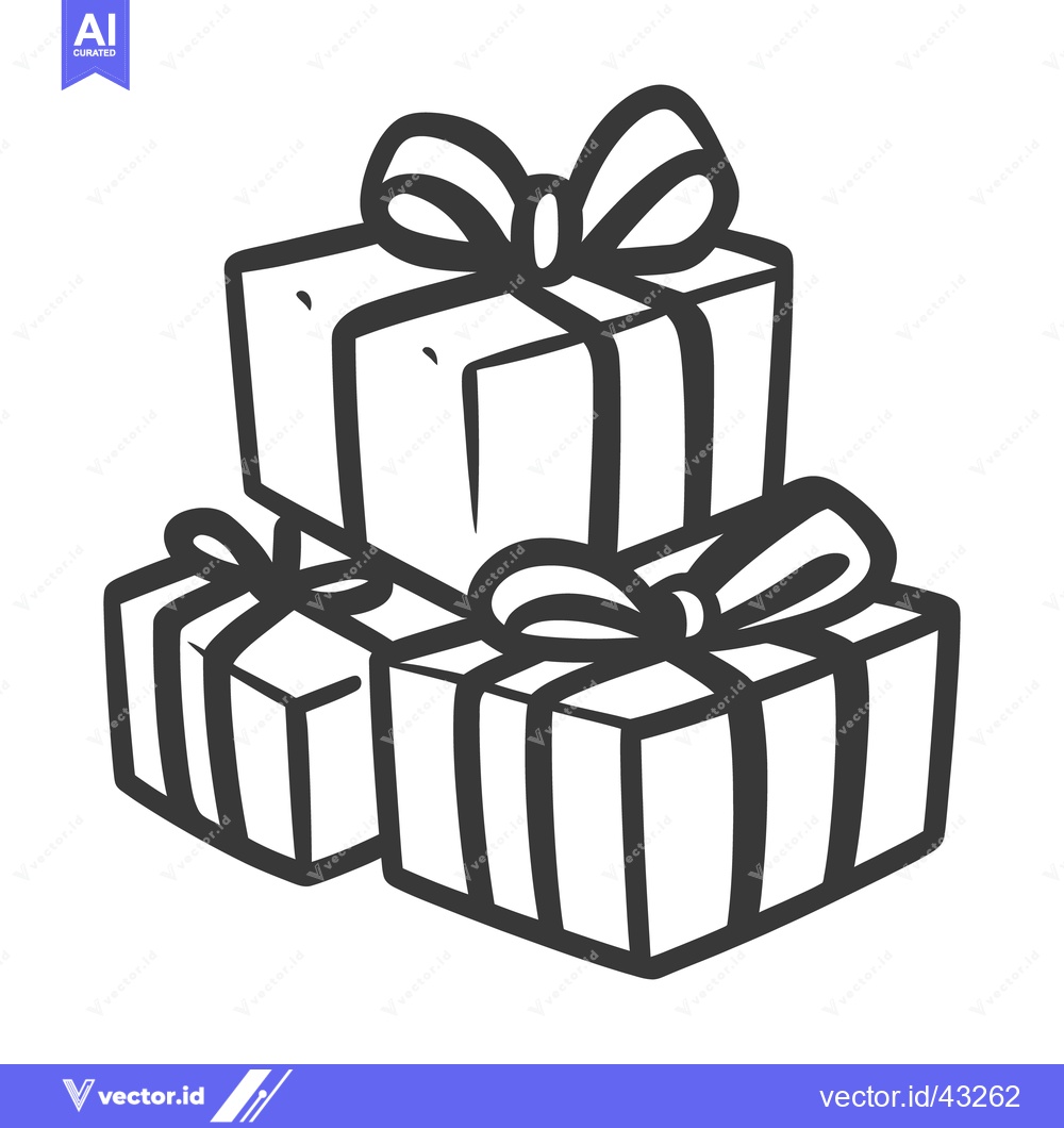 Premium Vector dari Three stacked presents decorated with ribbons and beautiful bows