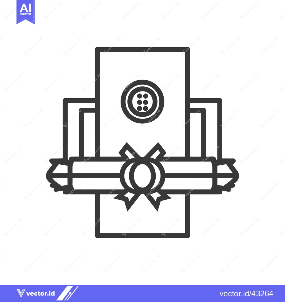 Premium Vector of Gift wrapped with a ribbon and a button