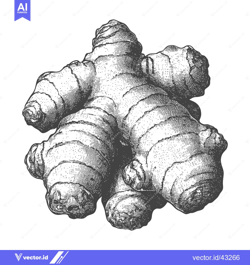 Premium Vector dari Detailed Engraving of a Fresh Ginger Root