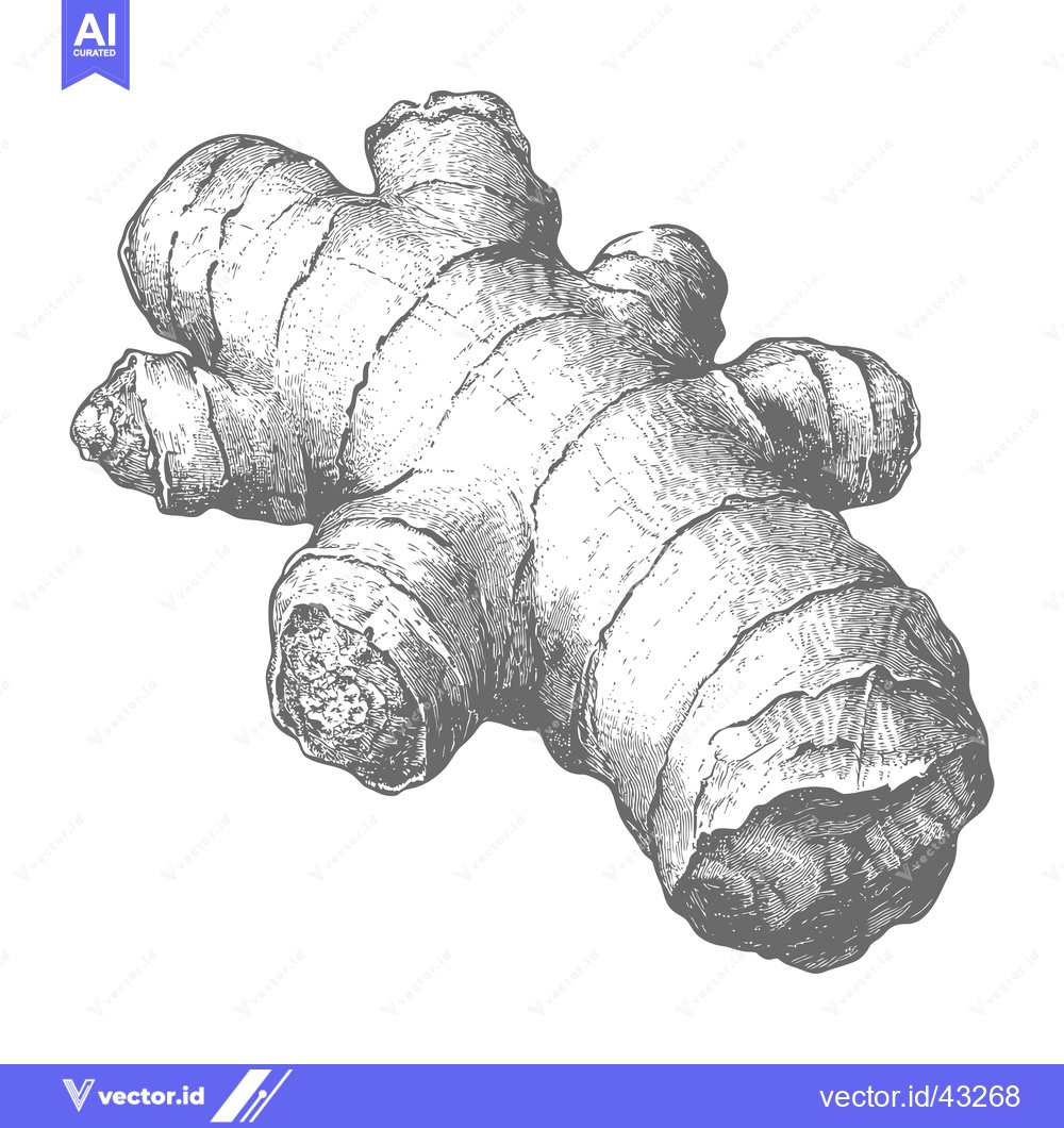 Premium Vector dari A Detailed Engraving of Fresh Ginger Root
