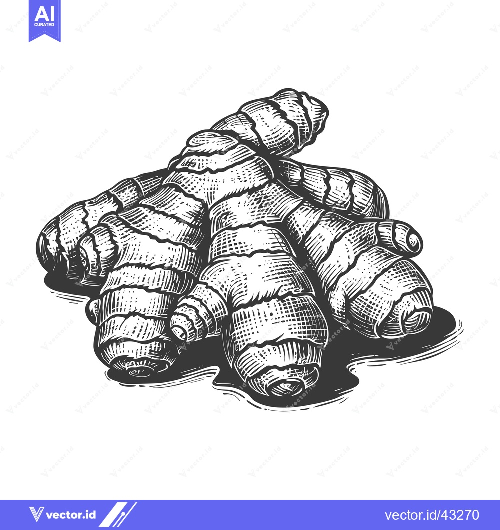 Premium Vector dari A Detailed Hand Drawn Illustration Of Ginger Root
