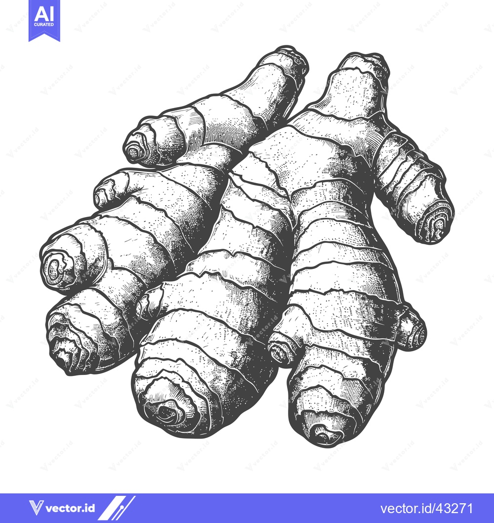 Premium Vector dari A Detailed Hand Drawn Illustration Of Fresh Ginger Root