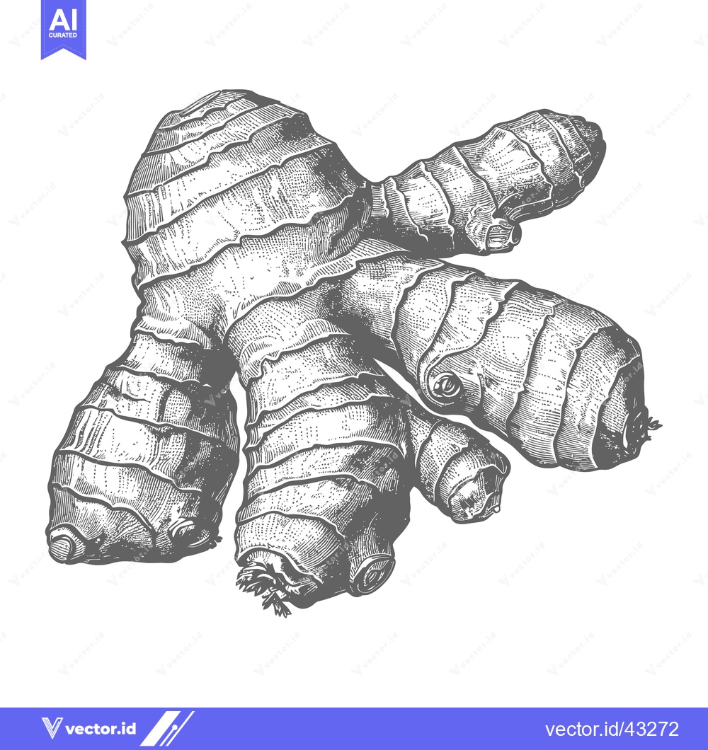 Premium Vector of Detailed Engraving of a Fresh Ginger Root