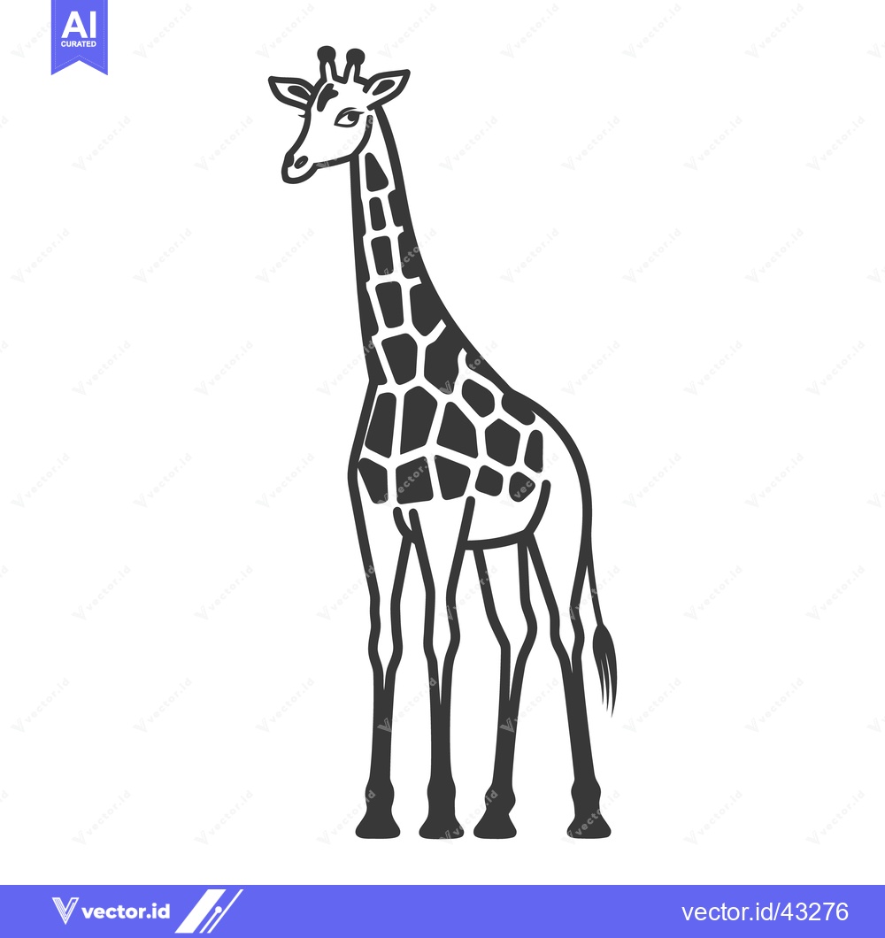 Premium Vector dari A detailed black and white illustration of a tall giraffe