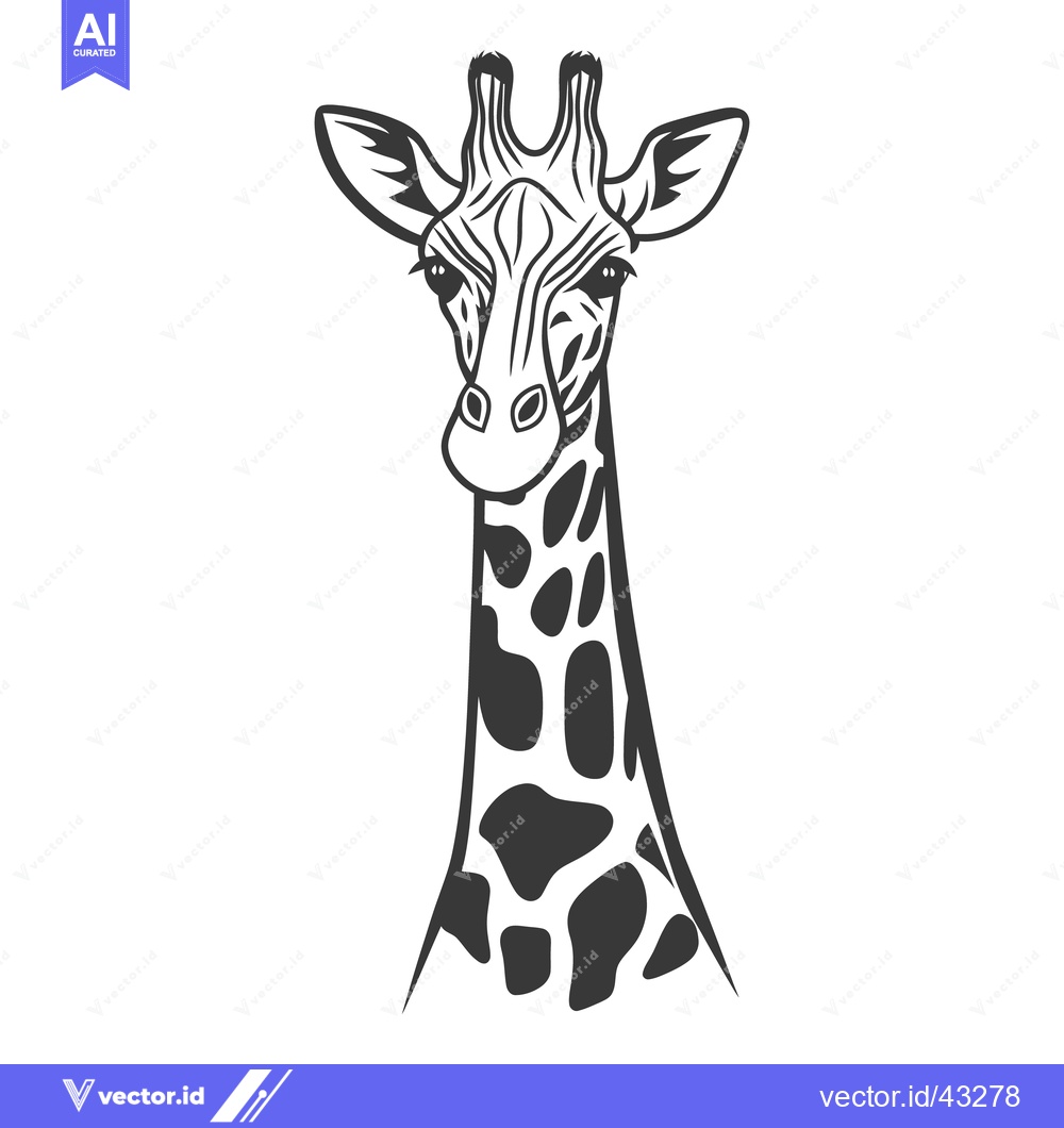 Premium Vector of A detailed illustration of a giraffe portrait with a long neck