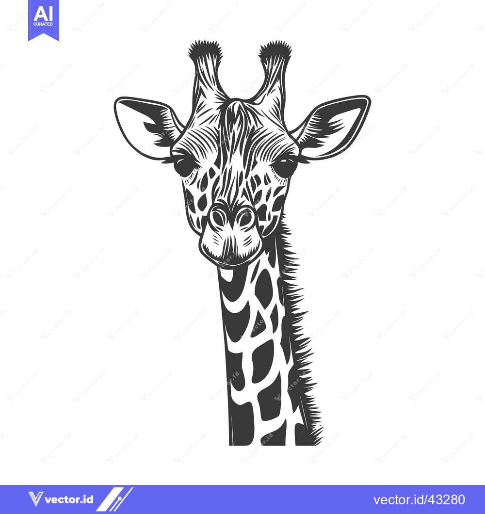 Premium Vector dari A detailed illustration showcases the head and neck of a giraffe