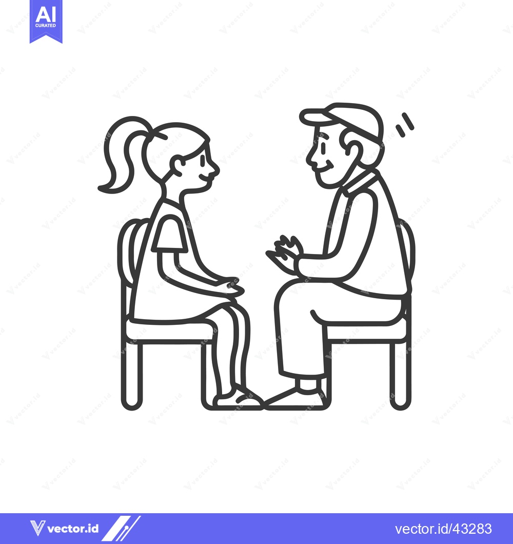 Premium Vector dari Girl and Man Sitting Facing Each Other on Chairs