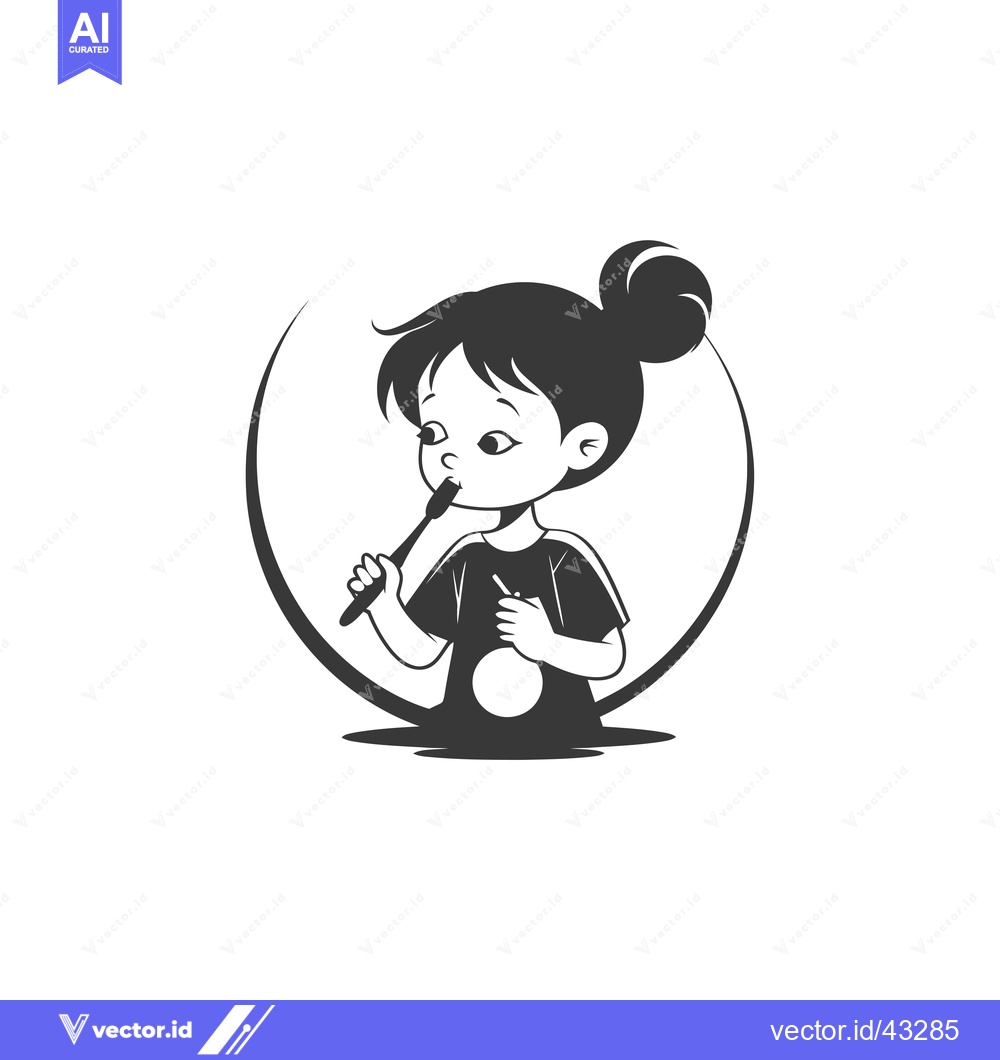 Premium Vector dari Girl Brushing Teeth in a Circle Frame