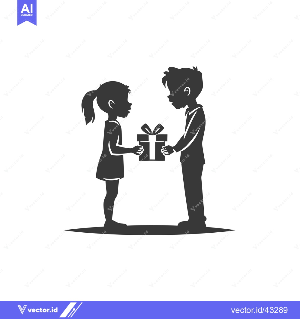 Premium Vector dari Girl Giving a Gift to a Boy