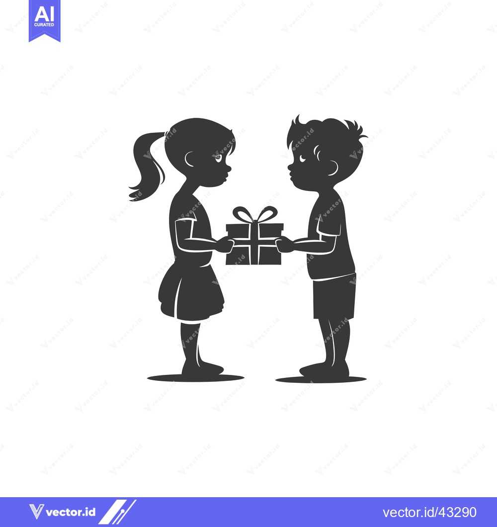 Premium Vector of Girl Giving a Gift to a Boy