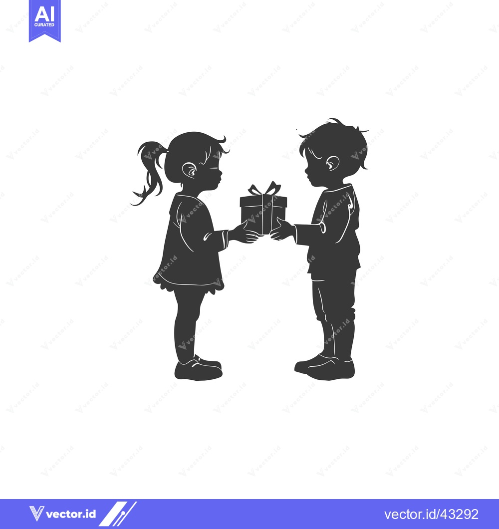 Premium Vector dari Girl Giving Boy Gift Box with Ribbon