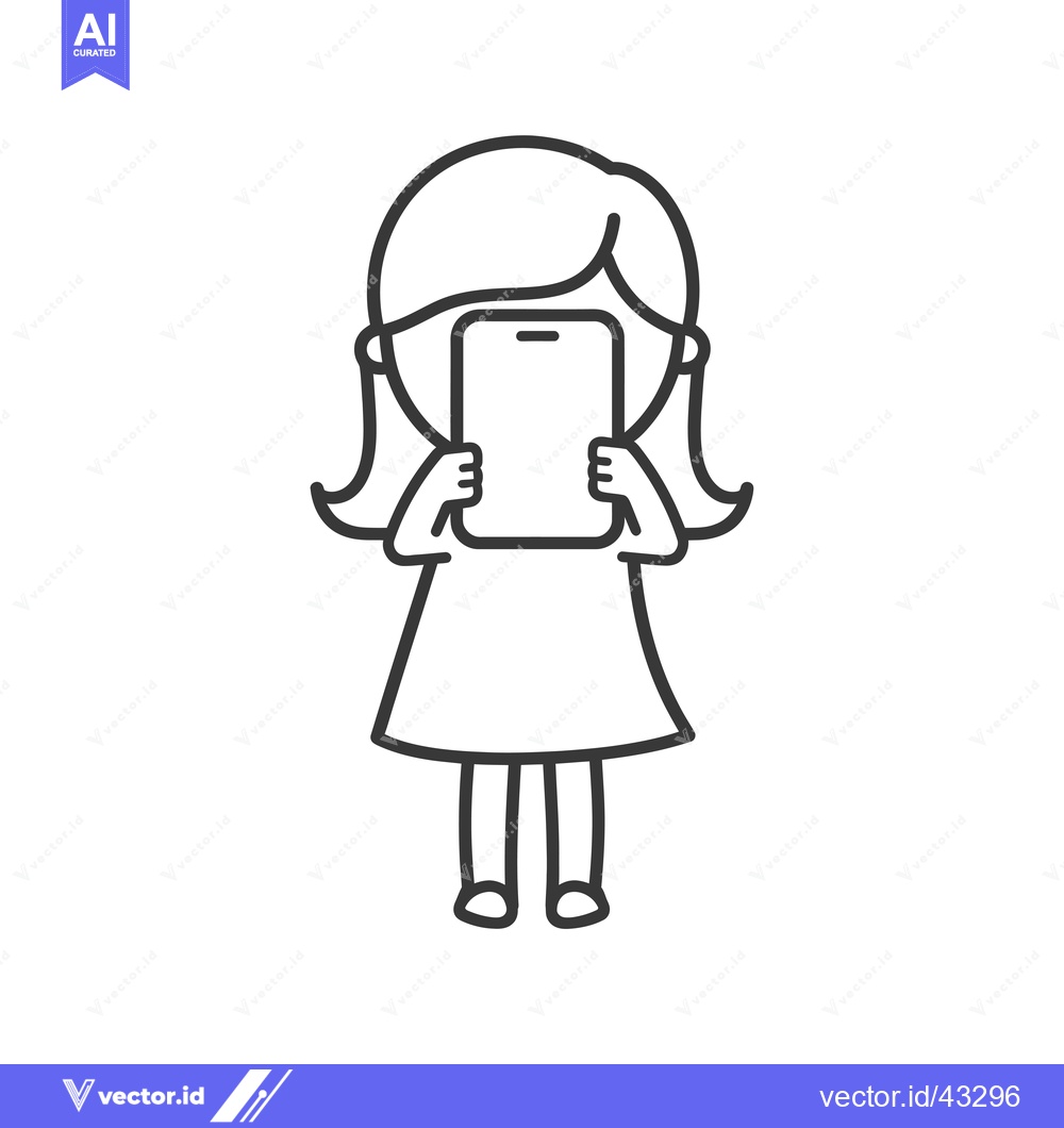 Premium Vector dari Girl Holding Smartphone in Front of Her Face