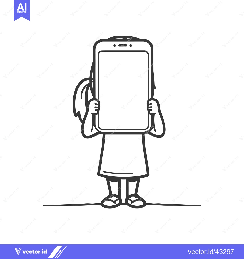 Premium Vector of Girl Holding Smartphone in Front of Her Face