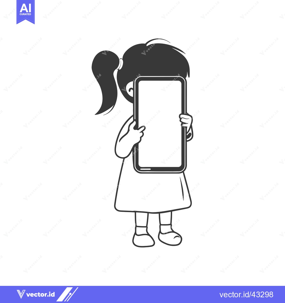 Premium Vector dari Girl Holding Smartphone with Blank Screen