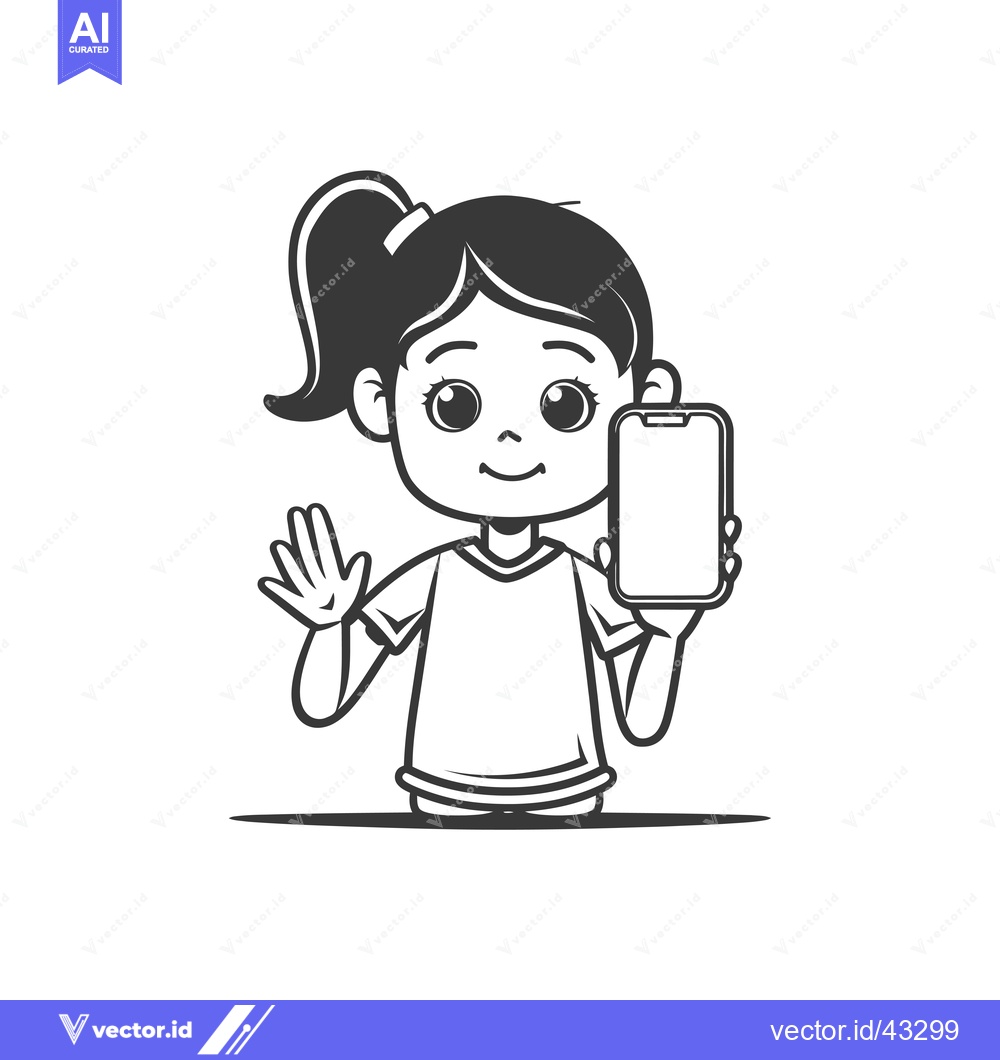 Premium Vector dari Girl Holding Smartphone With Empty Screen
