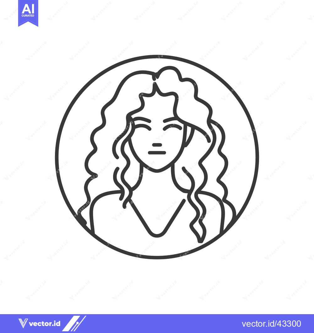 Premium Vector dari Minimalist Woman Portrait in Circle, Curly Hair, Line Art