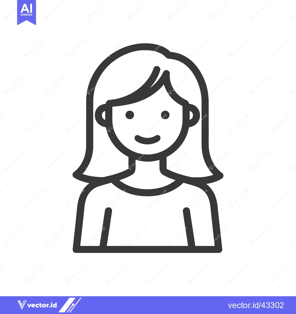 Premium Vector dari Minimalist Woman Icon with Bob Haircut and Smiling Expression
