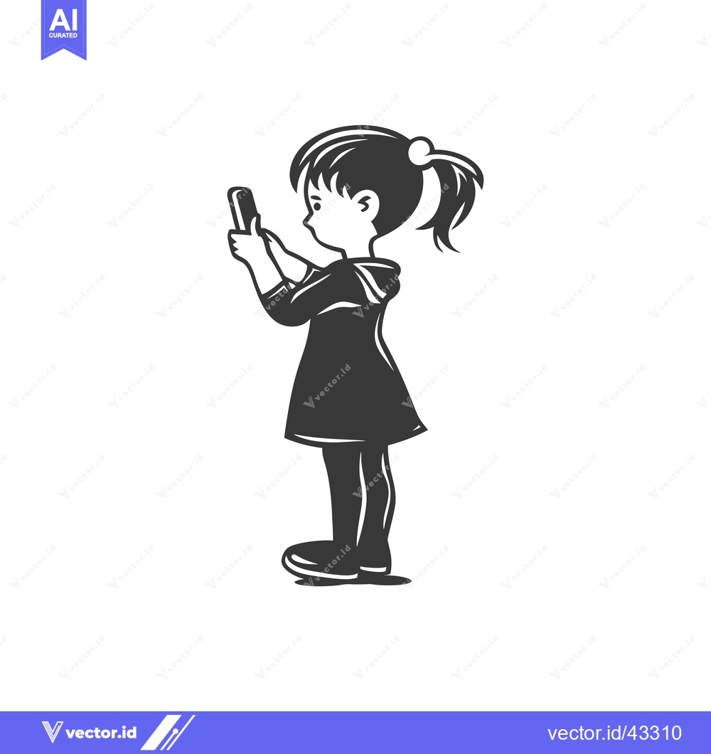Premium Vector dari Girl in Dress Holding Smartphone in Hand