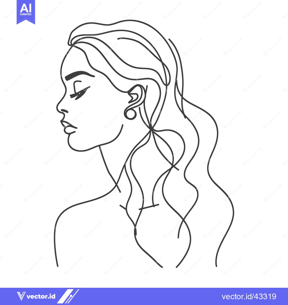 Premium Vector of A beautiful woman is shown in an elegant line art portrait