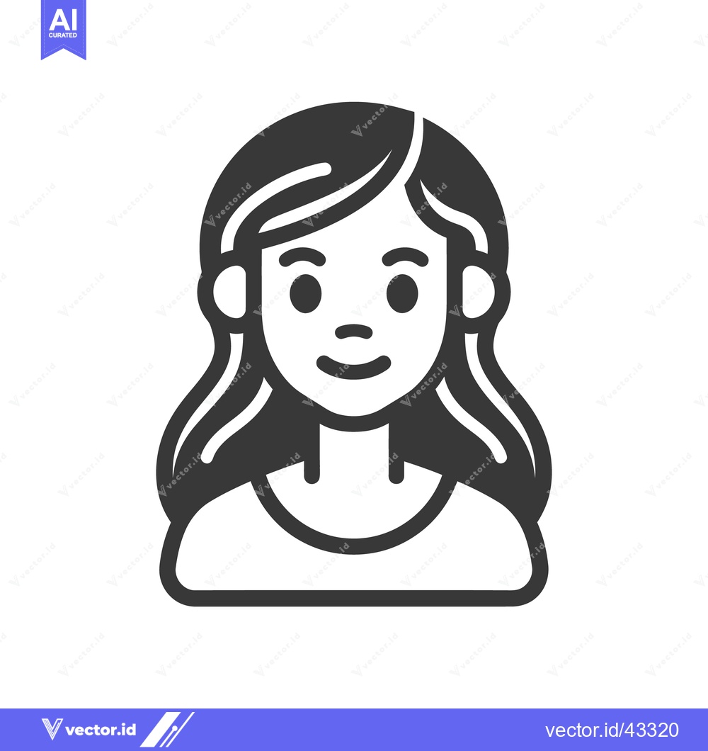 Premium Vector of A smiling young woman with long flowing dark hair