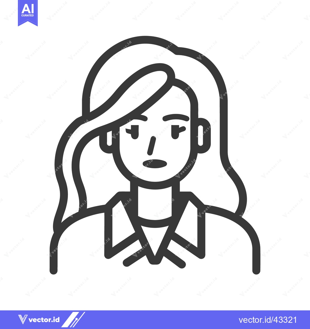 Premium Vector dari A minimalist line art portrait depicting a young woman in a shirt