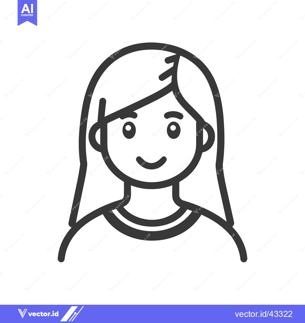 Premium Vector dari A simplified line drawing depicting a smiling young woman