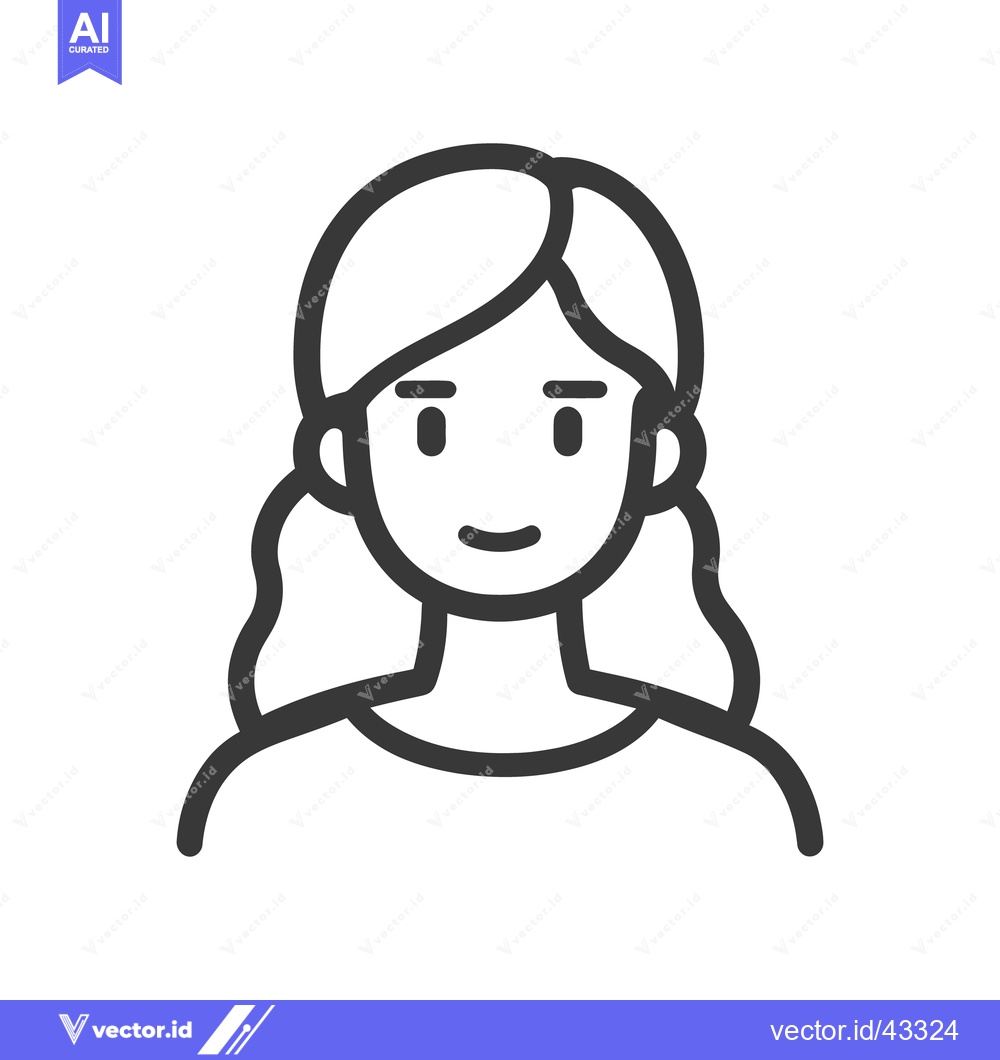 Premium Vector dari A simple linear illustration depicting a smiling woman with long hair