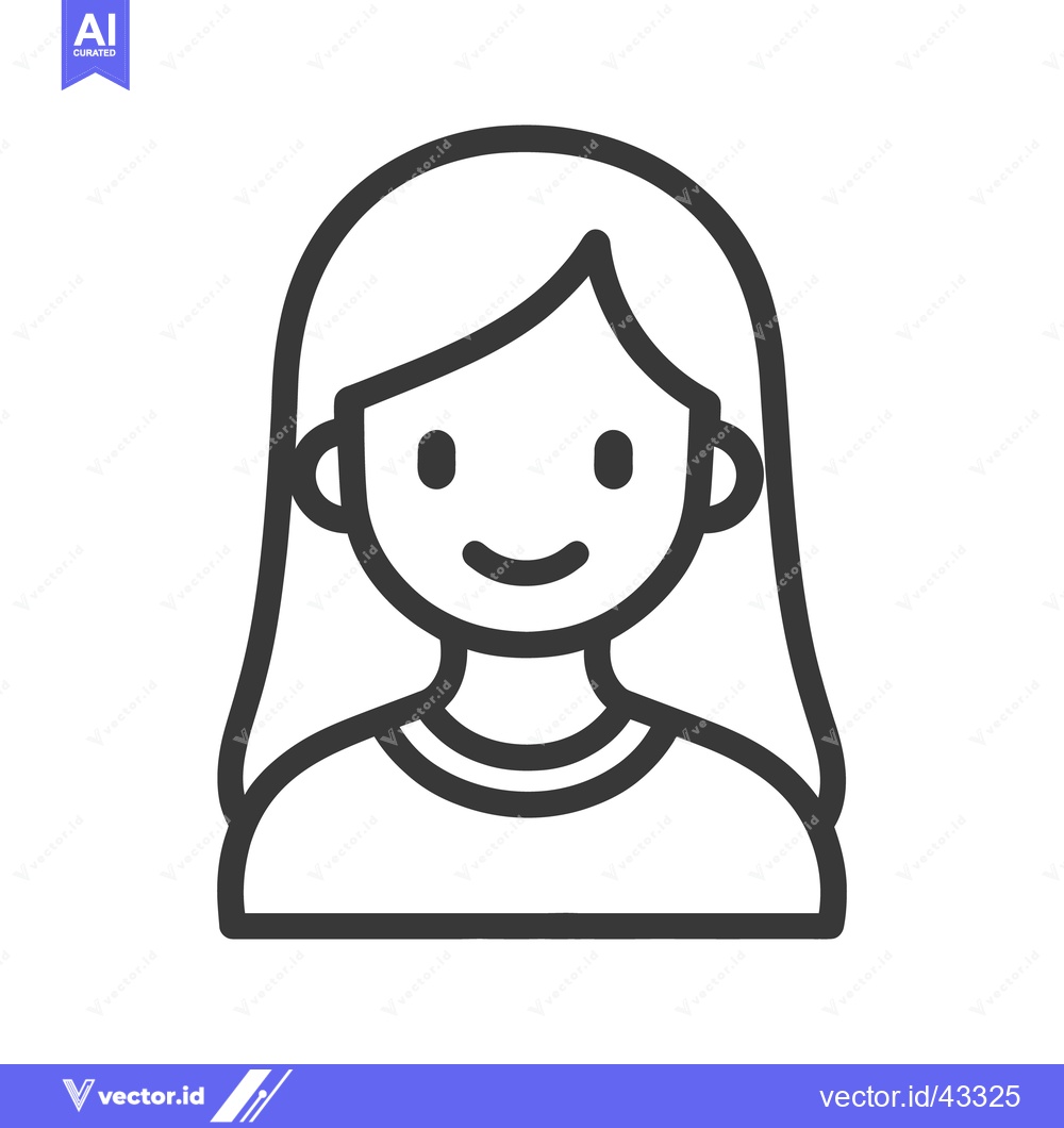 Premium Vector of Simplified Vector Illustration Depicting a Smiling Person with Long Ha