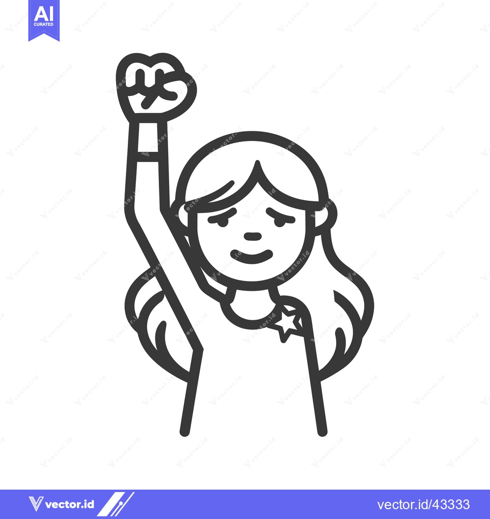 Premium Vector of Illustration depicting a woman with raised fist celebrating triumph an