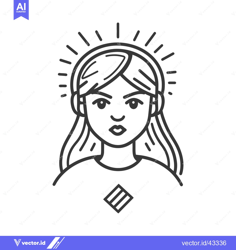 Premium Vector of A minimalist line drawing of a woman with a halo