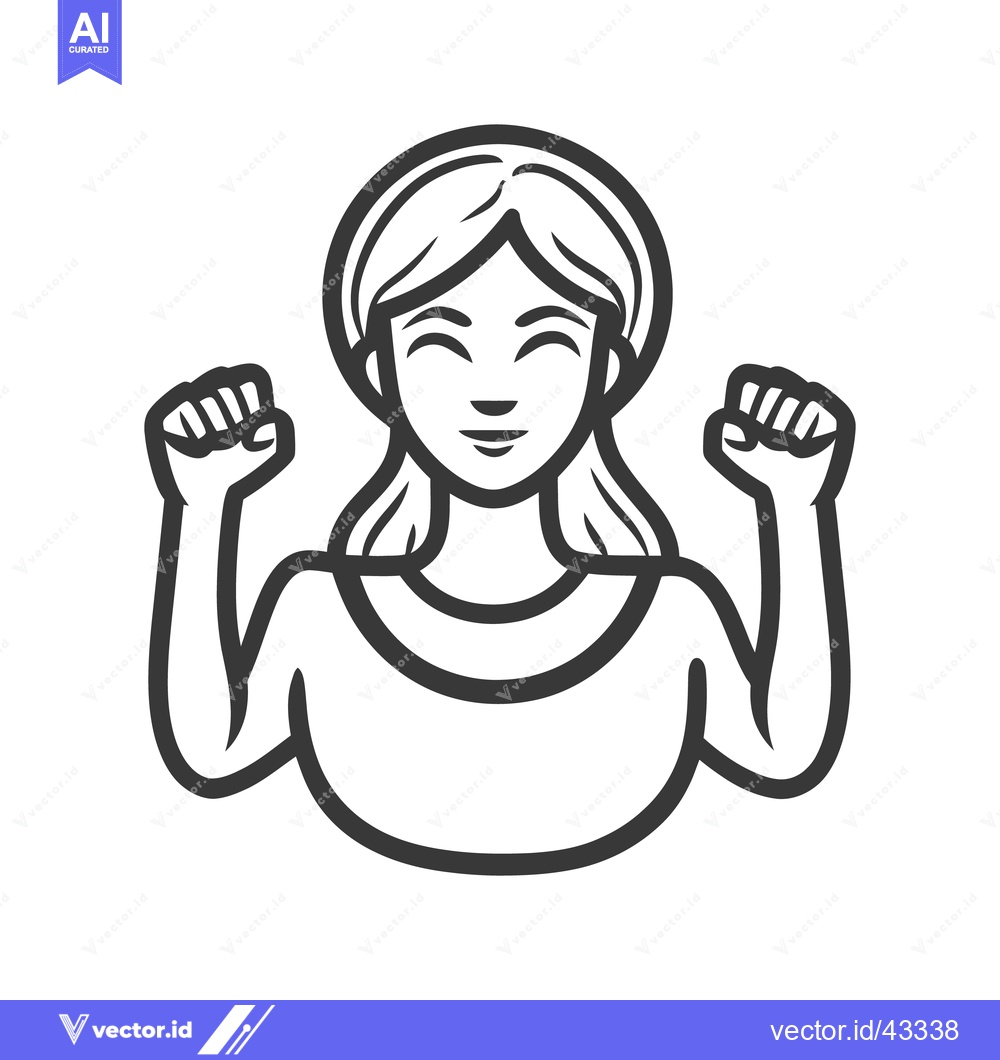 Premium Vector dari An illustrated female person with arms raised and fists clenched