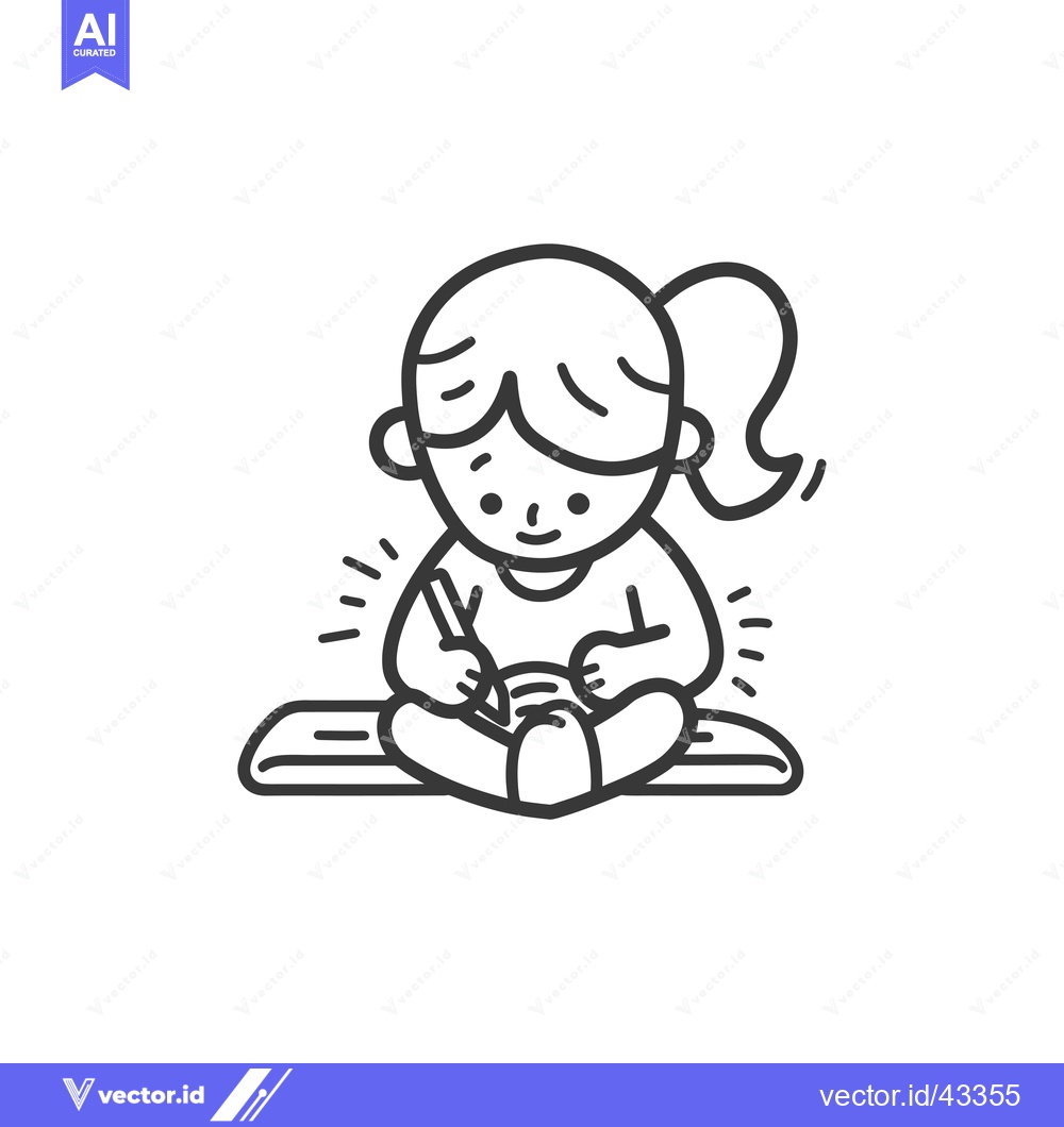 Premium Vector dari Girl Sitting Cross-legged and Writing in a Notebook