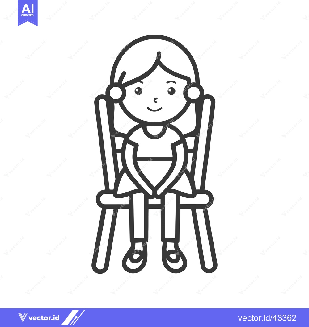 Premium Vector of Girl sitting on a chair with a smile on her face
