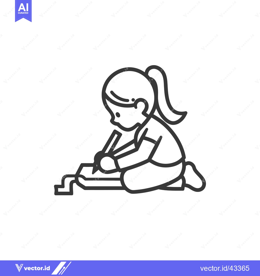 Premium Vector of Girl sitting on the floor and writing on a piece of paper