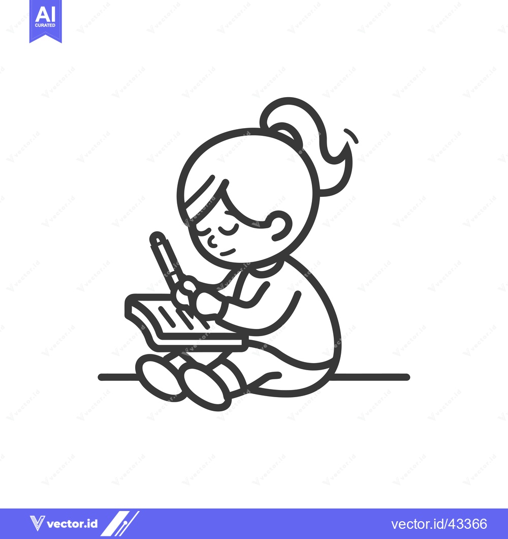Premium Vector dari Girl Sitting on the Floor Writing in a Notebook