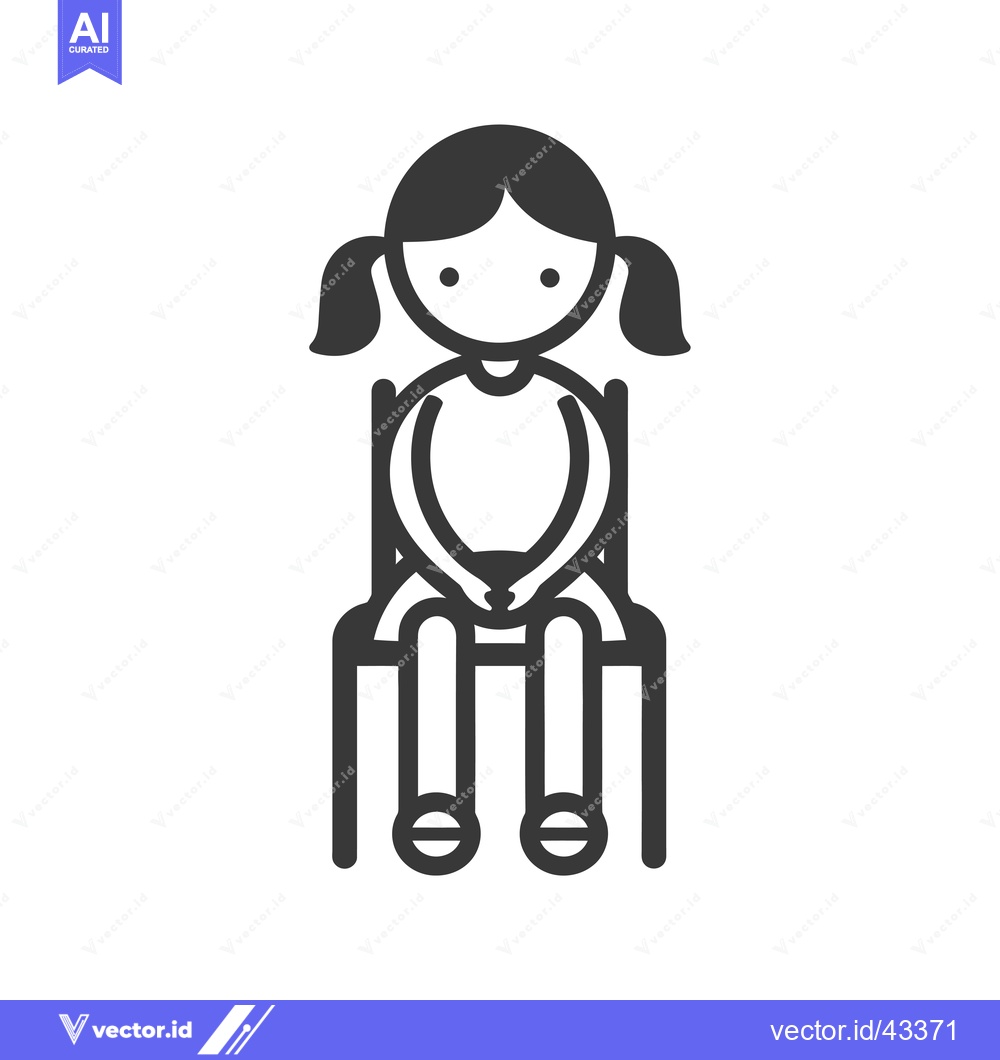 Premium Vector dari Girl Sitting with Pigtails on a Chair