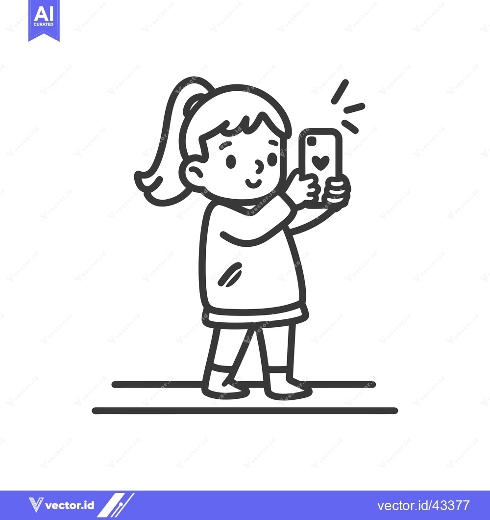 Premium Vector of Girl Taking a Selfie with a Smartphone